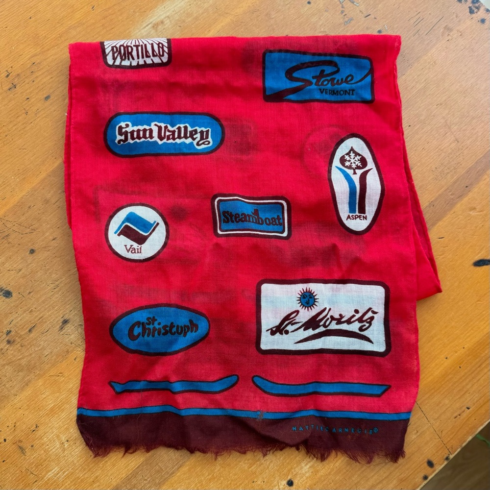 Vintage 1960’s Ski Resort Wool Scarf Made in Japan